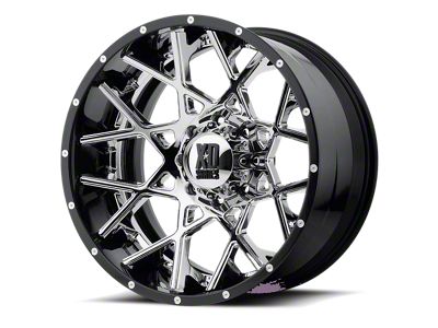 XD Chopstix Chrome Center with Gloss Black Milled Lip Wheel; 20x12; -44mm Offset (07-18 Jeep Wrangler JK)