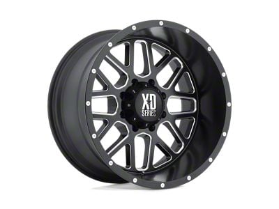 XD Grenade Satin Black Milled Wheel; 22x10; -24mm Offset (07-18 Jeep Wrangler JK)