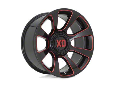 XD Reactor Gloss Black Milled with Red Tint Wheel; 20x9; 0mm Offset (18-25 Jeep Wrangler JL)