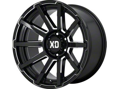 XD Outbreak Gloss Black Milled Wheel; 18x9; 0mm Offset (18-25 Jeep Wrangler JL)