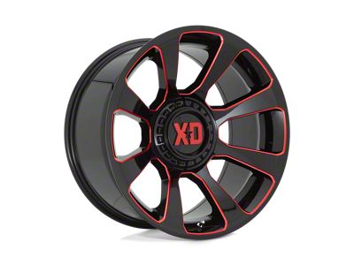 XD Reactor Gloss Black Milled with Red Tint Wheel; 20x10; -18mm Offset (18-25 Jeep Wrangler JL)