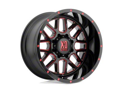 XD Grenade Satin Black Milled with Red Clear Coat 6-Lug Wheel; 20x9; 18mm Offset (17-24 Titan)