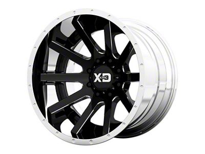 XD Heist Gloss Black Milled with Chrome Lip 6-Lug Wheel; 22x10; -18mm Offset (17-24 Titan)