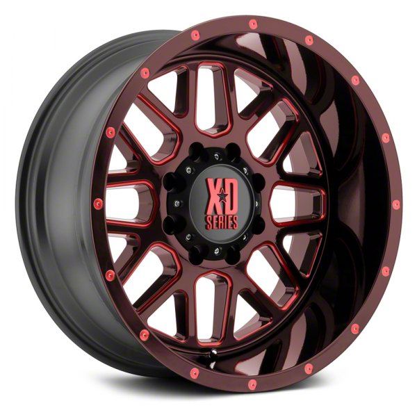 XD Titan XD Grenade Satin Black Milled with Red Clear Coat 6-Lug Wheel ...