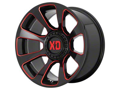 XD Reactor Gloss Black Milled with Red Tint 6-Lug Wheel; 20x9; 18mm Offset (16-24 Titan XD)