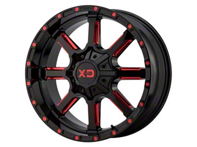 XD Mammoth Gloss Black Milled with Red Tint 6-Lug Wheel; 20x9; 0mm Offset (22-25 Tundra)