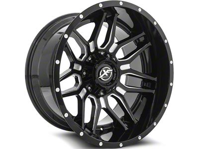 XF Offroad XF-222 Gloss Black Milled 5-Lug Wheel; 20x9; 12mm Offset (07-13 Tundra)