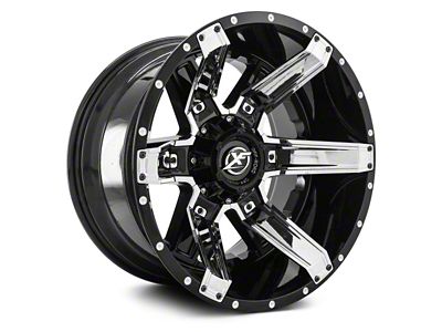 XF Offroad XF-214 Gloss Black with Chrome Inserts 5-Lug Wheel; 20x9; 0mm Offset (14-21 Tundra)