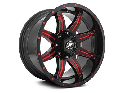 XF Offroad XF-215 Gloss Black Red Milled 5-Lug Wheel; 20x9; 0mm Offset (14-21 Tundra)