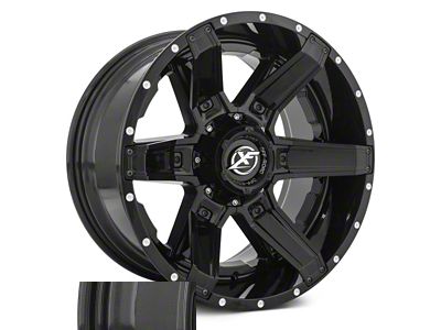 XF Offroad XF-214 Gloss Black with Gloss Black Inserts 6-Lug Wheel; 22x12; -44mm Offset (24-25 Tacoma)
