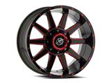XF Offroad XF-219 Gloss Black and Red Milled 6-Lug Wheel; 17x9; 12mm Offset (25-26 4Runner)