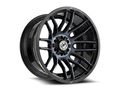 XF Offroad XF-232 Gloss Black and Machined Titanium Double Dark Tint 6-Lug Wheel; 20x10; -24mm Offset (25-26 4Runner)