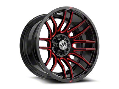 XF Offroad XF-232 Gloss Black and Red Milled 6-Lug Wheel; 22x12; -44mm Offset (25-26 4Runner)