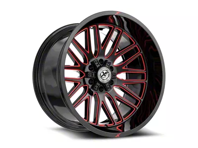 XF Offroad XF-240 Gloss Black and Red Milled 6-Lug Wheel; 24x14; -76mm Offset (25-26 4Runner)