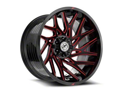 XF Offroad XF-229 Gloss Black and Red Milled 6-Lug Wheel; 20x9; 12mm Offset (03-09 4Runner)