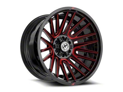 XF Offroad XF-234 Gloss Black and Red Machined 6-Lug Wheel; 17x9; 12mm Offset (21-25 Bronco, Excluding Raptor)