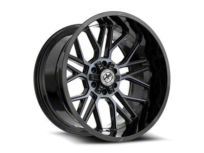 XF Offroad XF-235 Gloss Black and Machined Titanium Double Dark Tint 6-Lug Wheel; 20x9; 0mm Offset (21-25 Bronco, Excluding Raptor)