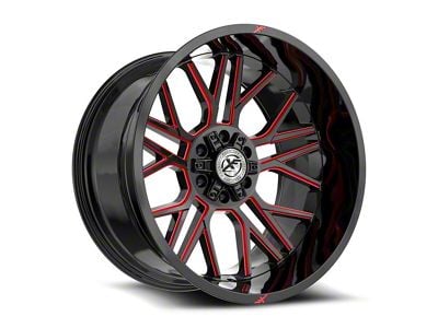 XF Offroad XF-235 Gloss Black and Red Milled 6-Lug Wheel; 20x10; -24mm Offset (21-25 Bronco, Excluding Raptor)