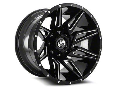 XF Offroad XF-218 Gloss Black Milled Wheel; 20x9; 0mm Offset (76-86 Jeep CJ5 & CJ7)