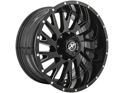 XF Offroad XF-221 Gloss Black Milled Wheel; 20x10; -12mm Offset (76-86 Jeep CJ5 & CJ7)