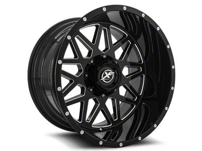 XF Offroad XF-211 Gloss Black and Milled Wheel; 24x14; -76mm Offset (20-25 Jeep Gladiator JT)