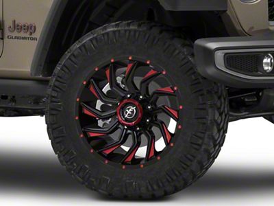 XF Offroad XF-224 Gloss Black Red Milled Wheel; 20x9; 12mm Offset (20-25 Jeep Gladiator JT)