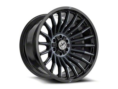 XF Offroad XF-231 Gloss Black and Machined Titanium Double Dark Tint Wheel; 20x12; -44mm Offset (20-25 Jeep Gladiator JT)
