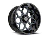 XF Offroad XF-233 Gloss Black and Blue Milled Wheel; 20x10; -24mm Offset (20-26 Jeep Gladiator JT)