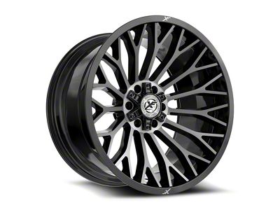 XF Offroad XF-237 Gloss Black and Brushed Double Dark Tint Wheel; 22x10; -18mm Offset (20-25 Jeep Gladiator JT)