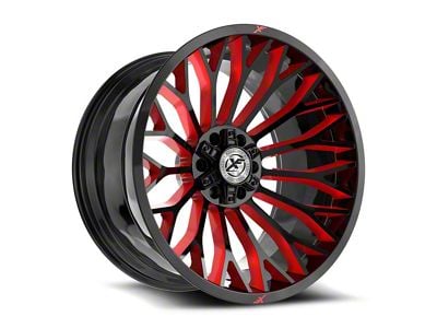 XF Offroad XF-237 Gloss Black and Red Milled Wheel; 26x14; -76mm Offset (20-25 Jeep Gladiator JT)