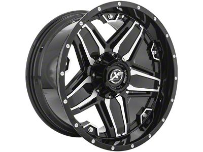 XF Offroad XF-223 Gloss Black Machined Wheel; 20x12; -44mm Offset (99-04 Jeep Grand Cherokee WJ)