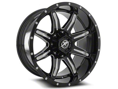 XF Offroad XF-215 Gloss Black and Milled Wheel; 20x10; -24mm Offset (05-10 Jeep Grand Cherokee WK)