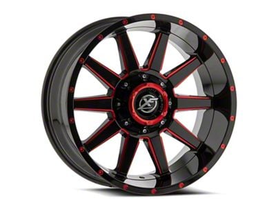 XF Offroad XF-219 Gloss Black and Red Milled Wheel; 20x10; -24mm Offset (22-25 Jeep Grand Cherokee WL)