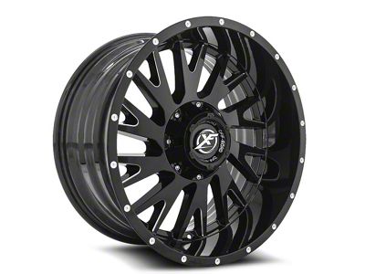 XF Offroad XF-221 Gloss Black and Milled Wheel; 20x12; -44mm Offset (22-25 Jeep Grand Cherokee WL)