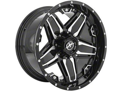 XF Offroad XF-223 Gloss Black Machined Wheel; 20x12; -44mm Offset (22-25 Jeep Grand Cherokee WL)