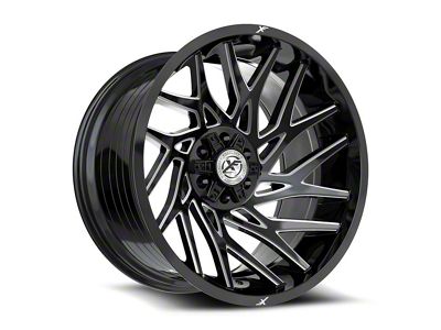 XF Offroad XF-229 Gloss Black and Milled Wheel; 20x10; -12mm Offset (99-04 Jeep Grand Cherokee WJ)