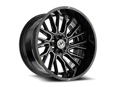 XF Offroad XF-230 Gloss Black and Machined Wheel; 22x12; -44mm Offset (11-21 Jeep Grand Cherokee WK2)