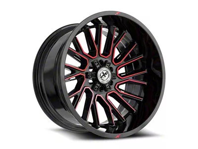 XF Offroad XF-230 Gloss Black and Red Machined Wheel; 22x10; -18mm Offset (11-21 Jeep Grand Cherokee WK2)