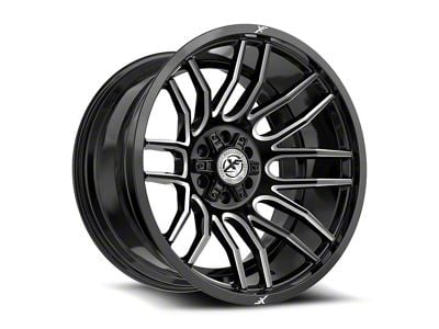 XF Offroad XF-232 Gloss Black and Milled Wheel; 20x10; -12mm Offset (99-04 Jeep Grand Cherokee WJ)