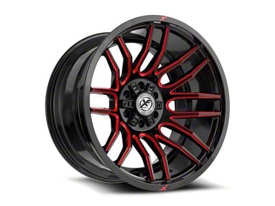 XF Offroad XF-232 Gloss Black and Red Milled Wheel; 20x10; -12mm Offset (99-04 Jeep Grand Cherokee WJ)