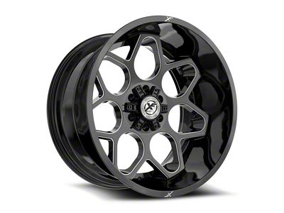 XF Offroad XF-233 Gloss Black and Milled Wheel; 20x10; -12mm Offset (05-10 Jeep Grand Cherokee WK)