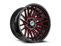 XF Offroad XF-234 Gloss Black and Red Machined Wheel; 20x10; -24mm Offset (11-21 Jeep Grand Cherokee WK2)