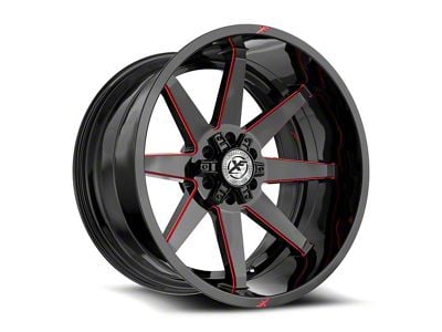 XF Offroad XF-236 Gloss Black and Red Milled Wheel; 20x9; 0mm Offset (22-25 Jeep Grand Cherokee WL)