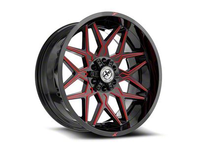 XF Offroad XF-238 Gloss Black and Red Milled Wheel; 20x10; -24mm Offset (05-10 Jeep Grand Cherokee WK)