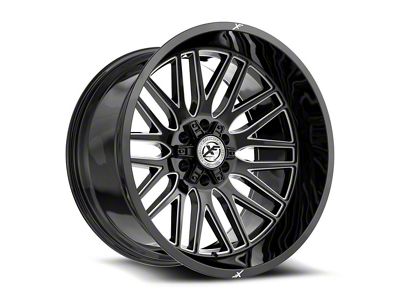 XF Offroad XF-240 Gloss Black and Milled Wheel; 24x14; -76mm Offset (22-25 Jeep Grand Cherokee WL)