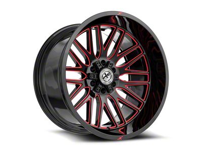XF Offroad XF-240 Gloss Black and Red Milled Wheel; 24x14; -76mm Offset (99-04 Jeep Grand Cherokee WJ)
