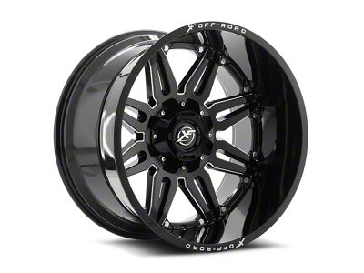 XF Offroad XF-204 Gloss Black and Milled Wheel; 24x14; -76mm Offset (07-18 Jeep Wrangler JK)
