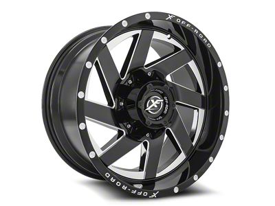 XF Offroad XF-205 Gloss Black and Milled Wheel; 20x10; -24mm Offset (18-25 Jeep Wrangler JL)