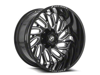 XF Offroad XF-207 Gloss Black and Milled Wheel; 20x10; -12mm Offset (18-25 Jeep Wrangler JL)