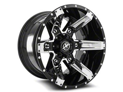 XF Offroad XF-214 Gloss Black with Chrome Inserts Wheel; 20x10; -12mm Offset (97-06 Jeep Wrangler TJ)